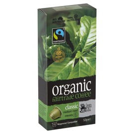 bean ground & drunk carton Organic Fairtrade Coffee Classic 60 aluminium capsules