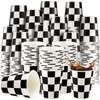 100 Pieces Checkered Cups 9 oz Checkered Paper Flag Race