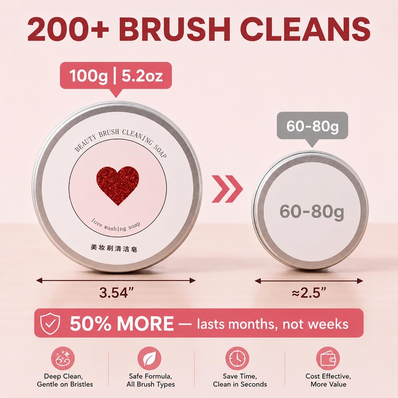 Luslife Makeup Brush Cleaner Soap, with Silicone Pad, 3.53oz(100g), 2-in-1
