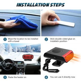 Showvigor Car Heater, 12V and 150W Automobile Windscreen Fan, Summer and Winter Heating or Cooling Fan Car Heater for Car, Taxi, Truck