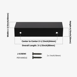 Peaha 10 Pack Kitchen Cabinet Handles 2-1/2 inch Black Pulls for Dresser Drawers Door Edge Finger Pull Aluminum Alloy Hardware