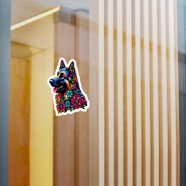 German Shepherd GSP Sticker Cute Floral Decal Dog Mom Gift Idea Large 4" 6" Car Laptop Water Bottle Waterproof Decal Vinyl