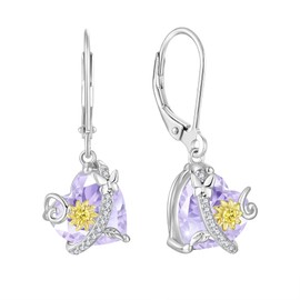 Oskani Sunflower Dangle Drop Leverback Earrings for Woman 925 Sterling Silver Cubic Zirconia Birthstone Jewelry for Valentines, Mothers Day, Cubic Zirconia Sterling Silver, Cubic Zirconia