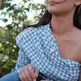 BLOSSOM & HUE 18K Gold Plated Horse Coin Charm Necklace | Mother of Pearl Coin Pendant Necklace | Stallion Horse Gift for Her 18'' with 2'' Extender