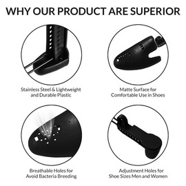 FONHERILI Shoe Trees Men Stretcher Holder Shaper Support with A Shoe Bag (5 Pairs Adjustable Men, Black)