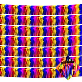 10 Pack 10 Feet Coloful Foil Fringe Garland Metallic Tinsel Streamers Banner Wall Hanging Fringe Curtain Backdrop Banner for Parade Floats, Bachelorette, Wedding, Birthday Party Decorations