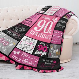 90th Birthday Gifts for Women Blanket,90th Birthday Gifts Ideas,90th Birthday Decorations for Women,Gifts for 90 Year Old Woman,Happy 90th Birthday,1933 Birthday Gifts,Soft Throw Blanket 60"x50"