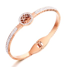 RIMAYZI Tree of Life Rose Gold Cuff Bracelets for women, Birthday Mother's Day Gifts for Mom Wife Daughter Sister Friendship (Tree of Life)