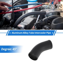INFINAUTO 3" OD 45 Degree Bend 6064 Aluminum Alloy Tube Intercooler Pipe Surface Blasting Air Intake Connection Hose W/Double Bead Roll 3.9" Length Black