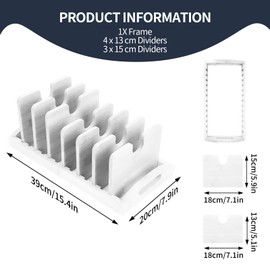 Bamboo Pot Lid Organizer for Cabinet & Kitchen Counter, Pot Lid Holder, Pan Lid Organizer Inside Cabinet, Bamboo Pot and Pan Organizer, Adjustable Pot Lid Organizer Holder Rack for Countertop Drawer.