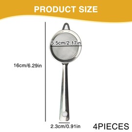 Xdealcozyxc 4 Pcs Matcha Small Sieve Fine Mesh, 5.5 Cm Stainless Steel Mini Tea Strainer Fine Mesh