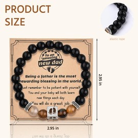 New Dad Gifts Natural Stone Bracelet Fathers Day Birthday Gifts for Men Dad to be Pregnancy Gifts First Time Daddy Beaded Bracelets for Expectant Father