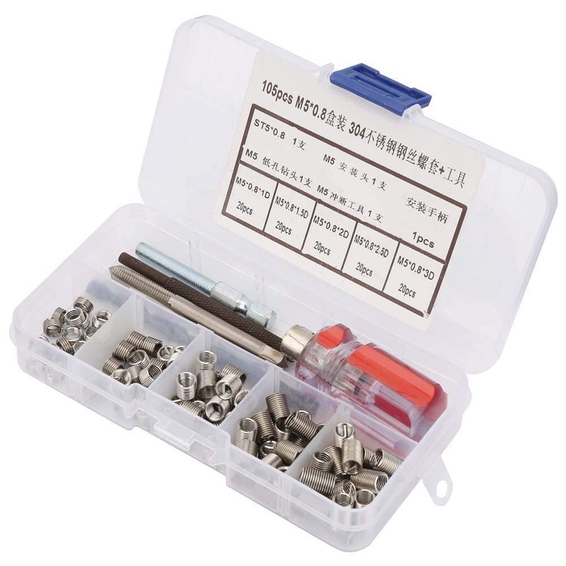 105 Pieces Thread Repair Insert Kit, Hand Tool Set, Comprehensive