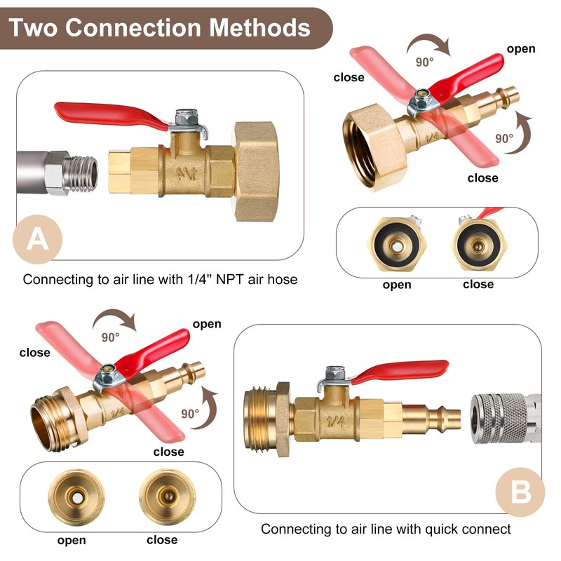RV Winterizing Kit Winterize Blowout Adapter with Shut Off Valve