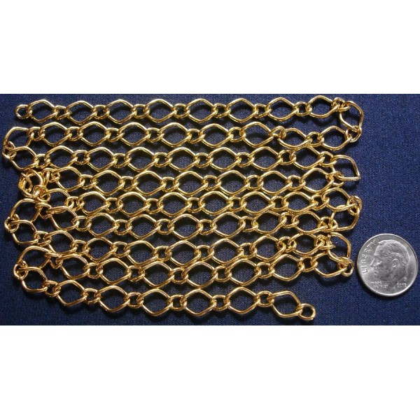 Silversmithsupply Large Gold plated cable chain 10x8mm diamond twist 4