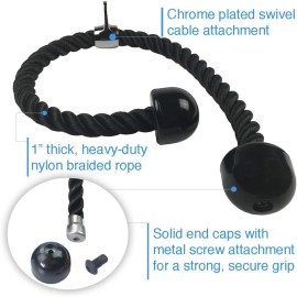 Unbranded 27'' Heavy Duty Nylon Rope Chrome Cable Attachment Includes Workout Poster Hook