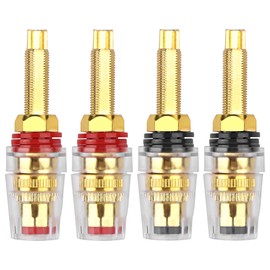MEIRIYFA Speaker Binding Post 5-Way Banana Jack Socket Speaker Terminal Connector 4mm Gold Plated Brass Insulated Binding Post for Amplifier (4PCS)
