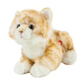 Teddys Rothenburg Uni-Toys Cuddly Toy Cat with Voice 30 cm (with Tail) Lying Red / White Tabby Plush Cat