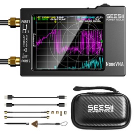 SEESII NanoVNA-H Antenna & Vector Network Analyzer 10KHz-1.5GHz with 2.8" EVA Protective Case, Waterproof & Shockproof, Measures S-Parameters, SWR, Phase, Delay, Smith Chart