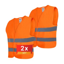 Proof Comfort & Safety Reflective Vest, Car Reflective Vest, Light Vest, Bicycle Vest, Reflective Safety Vest, Accident Vest, Breakdown Assistance, Pack of 2, Bright Orange, L