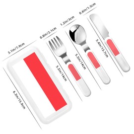 Indonesian flag Children's tableware 3-piece set, reusable knife, fork and spoon cutlery set, portable children's food protection tableware