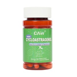 CAW Nano Cycloastragenol 98% 5mg 30capsules | Anti-Aging Telomere Plus | Non-GMO, Made in USA | Better Absorption | 5Mg 30Enteric-Coated Vegetarian Capsules 1 Bottle