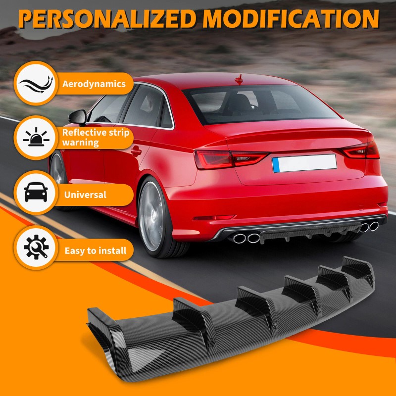 JMTBNO Rear Bumper Diffuser Lip Splitter Shark Fin Carbon For