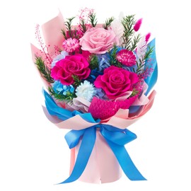 Flomoon Preserved Flowers Bouquet Forever Bouquets Gift Preserved Flowers Gift Box for Her Valentines Day Mother’s Day Anniversary Birthday (Blue)