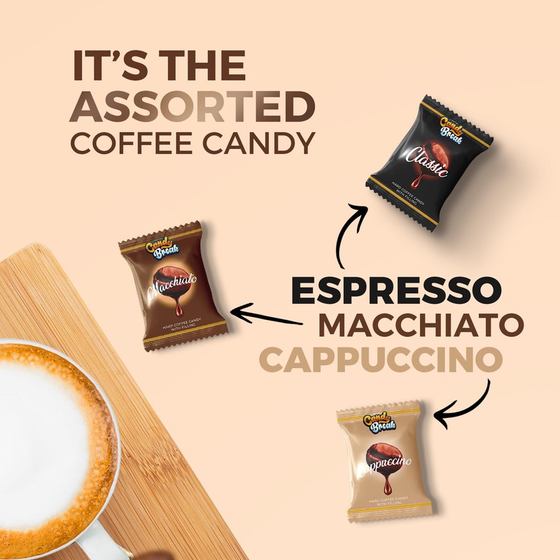 Candy Break Coffee Drops, Center Filled Hard Candy, Coffee Candy