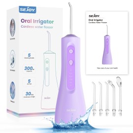 SEJOY Oral Cordless Water Flosser Dental Oral Irrigator Teeth Cleaner 5 Jet 5 Tip