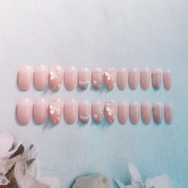 WXVOVXW Nail Tip, Short, Nail Tip, Clear, Popular, 3D Nails, 24 Pieces, Gentle and Cute, Fashion, Wedding Nail Tip, Bride Nail, Butterfly Language