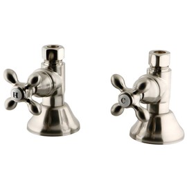 Kingston Brass CCK44158AX Trimscape 1/2 Inch FIP x 1/2 O.D. Compression Quarter-Turn Straight Stop Valve, Brushed Nickel