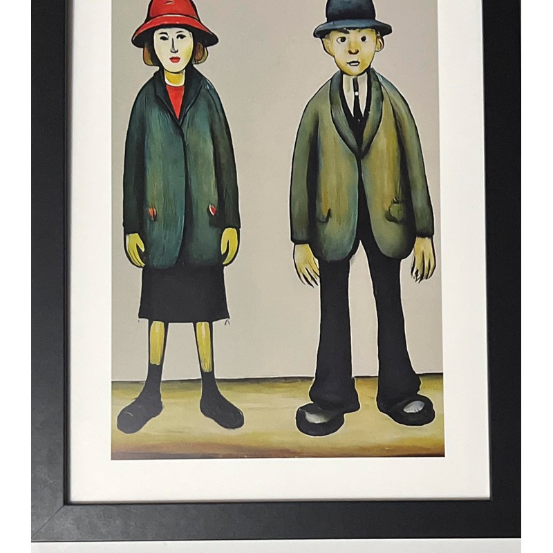 Greetingles Lowry-Style 12"/31cm Square Framed Print. Beautiful Black Ash Frame