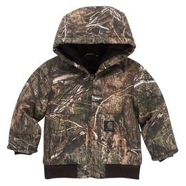 Carhartt Boys' Flannel-Lined Hooded Canvas Insulated Zip-Up Jacket, Mossy Oak Country DNA