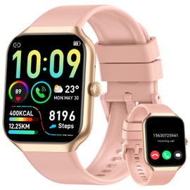 Smart Watch for Women Answer/Make Calls, 1.96" Fitness Watch with Heart Rate Monitor Sleep Monitor, 113 Sports Activity Tracker with IP68 Waterproof, Step Counter, Smartwatch for Android/iOS, Rosegold