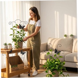Enrejados, Enrejado para Plantas Trepadoras de Interior, Paquete de 4 Enrejados para Plantas Interior Metal Negro, Soportes para Pothos Hoya Monstera y Otras
