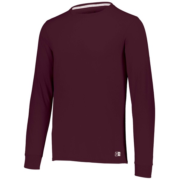 Russell Athletic Men's Basic Cotton Long Sleeve Tee, Maroon, Large