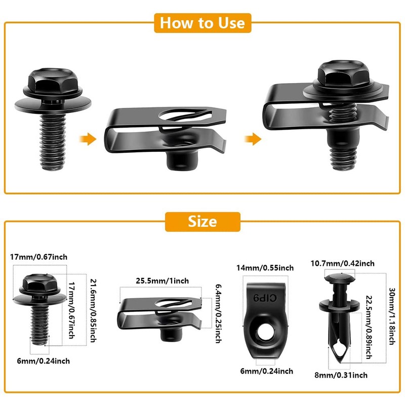 Riloer Screw set for engine splash protection, engine under the