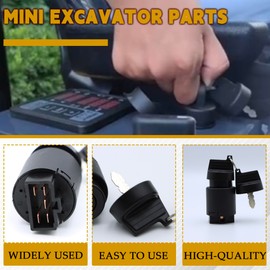 Qkxut Excavator Starter Switch for Cape Generator 6500 6700 427 186F | Mini Excavator Parts Replacement for AGT | Heavy-Duty Ignition Key Switch (Black, 1-Pack)