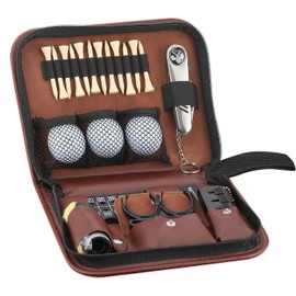 SANLINZOM Golf Accessories for Men and Women for Golfers, Accessories Set in Hi-End PU Case with Golf Balls, HD Rangefinder, Golf Tees, Cleaning Brush, 6-in-1 Divot Knife, Scorer, Golf Ball Clamp