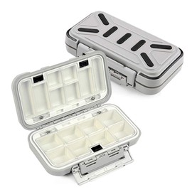YUKI Fishing Lure Boxes, Bait Storage Case Fishing Tackle Storage Trays Accessory Boxes Thicker Plastic Hooks Organizer Containers for Vest Casting Fly Fishing - Waterproof Seal (Grey, Medium)