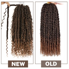 Qingchuang 8 Pack Passion Twist Crochet Hair 18 inch Pretwisted Passion Twist Hair with Curly ends, Pre-looped Braided Crochet Bohemia Short Passion Twist Braided Hair for Women and Girls