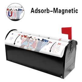 4th of July Dog Mailbox Cover 25.5x21 Inch, Independence Day Post Letter Box Covers, American Flag Patriotic Holiday Magnetic Waterproof Mail Wraps for Outdoor Yard Garden Oversized Mailbox Decor