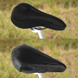 WOTOW Gel Bike Seat Cover Cushion, Comfortable Silica & Foam Padded Bicycle Saddle Cushion Spin Exercise Bikes, Road Mountain Bikes, Outdoor Cycling Water & Dust Resistant Cover