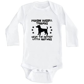 Parson Russell Terriers Have The Cutest Little Brothers Funny Parson Russell Terrier Baby Bodysuit (Long Sleeve), 24 Months White