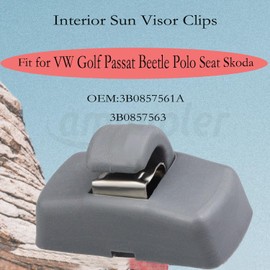amavoler 2 PCS Interior Sun Visor Hook Clip Bracket Fit for Volkswagen Golf Passat B5 B6 Jetta Mk4 Beetle Polo Seat Skoda etc.OEM:3B0857561A.3B0857563.