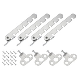sourcing map Window Restrictor Latch Window Safety Lock Stopper, Limit Stay Adjustable Casement Window Limiter with 5 Slots for Inward Opening Window, Silver Tone (4 Set, 43mm)