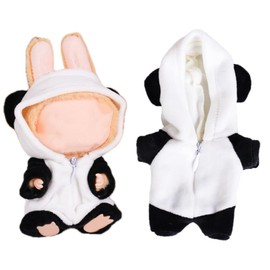 17cm Doll Clothes, Outfits for Clothes Set,Dinosaur and Panda Style Outfit Jumpsuit，Cute Clothes for Doll Dress up Animal Style Outfits (Black Aand White)