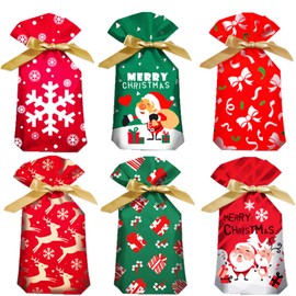 Christmas Drawstring Gift Bags Large,30 Pack Xmas Gift Wrapping Bags Goody Bags Treat Bags with Drawstring Candy Bags,Wonder Wrap Gift Bags Drawstring Cookie Bags for Christmas Presents Party Favor