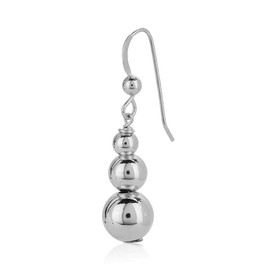 Vanbelle Rhodium Plated 925 Sterling Silver Hanging Graduated Ball Earrings With French Hook for Women